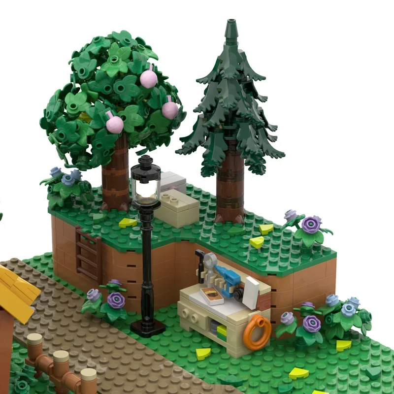 ストリートビューモデル Moc ビルディングブロック村人ハウスモデルテクノロジーレンガ DIY アセンブリどうぶつの森おもちゃホリデーギフト