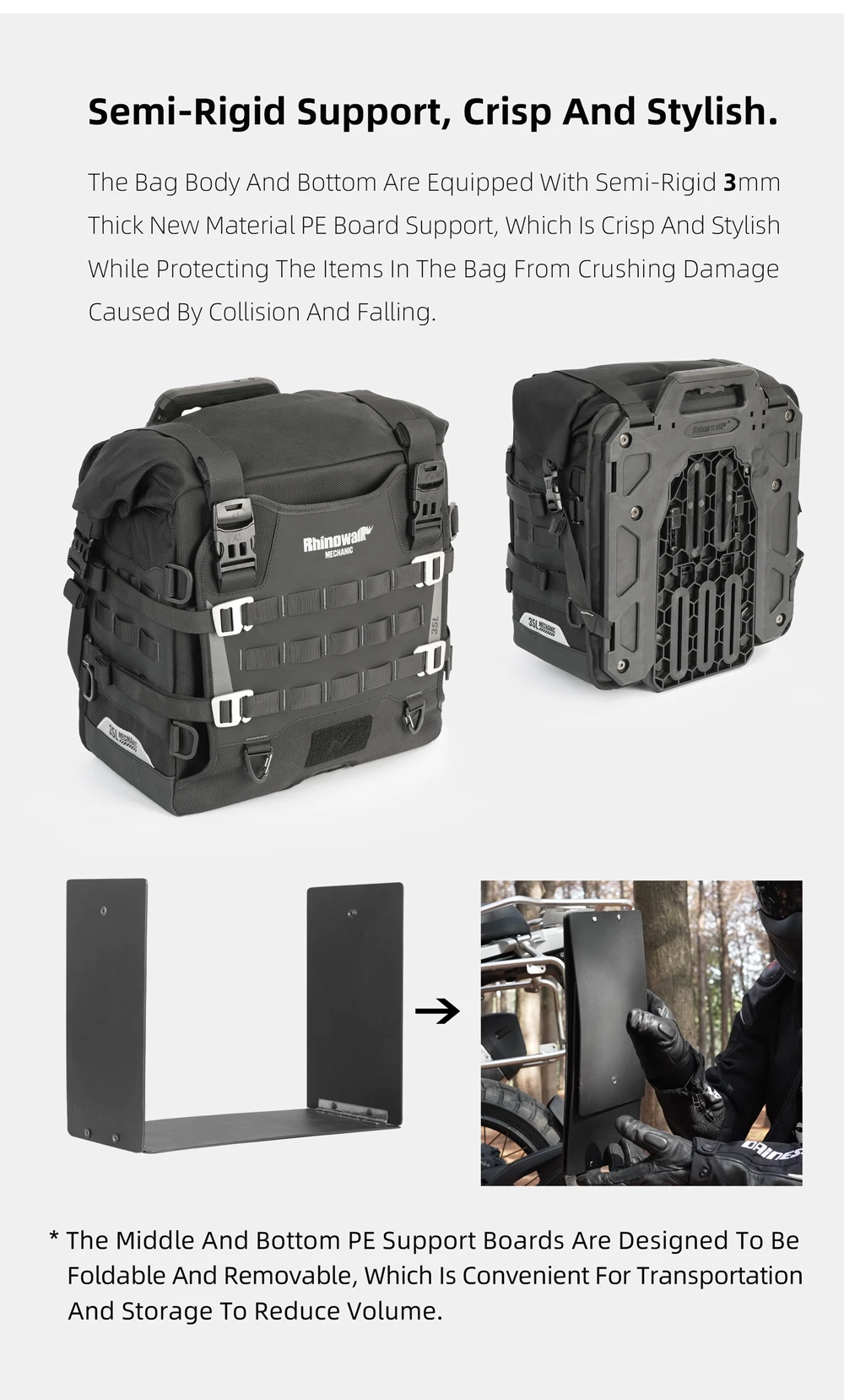 Rhinowalk 35L Wasserdichte Motorrad-Satteltasche mit Schnellverschluss und MOLLE-System-Schlossloch für Abenteuerreisen – Detail 8