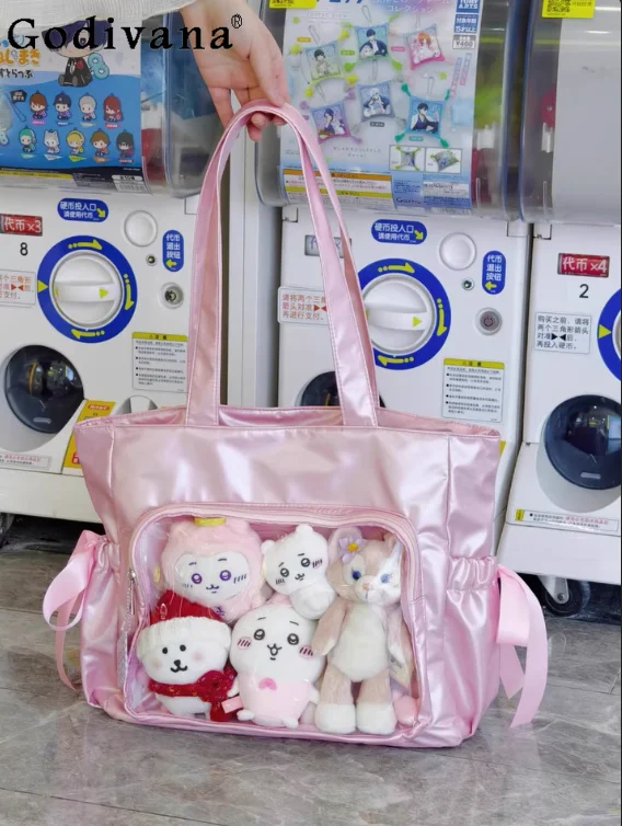 

Lolita Japanese Original Sweet and Cute Girl Large Capacity Ribbon Pain Bag Two-dimensional Leisure Commuting Shoulder Tote Bag