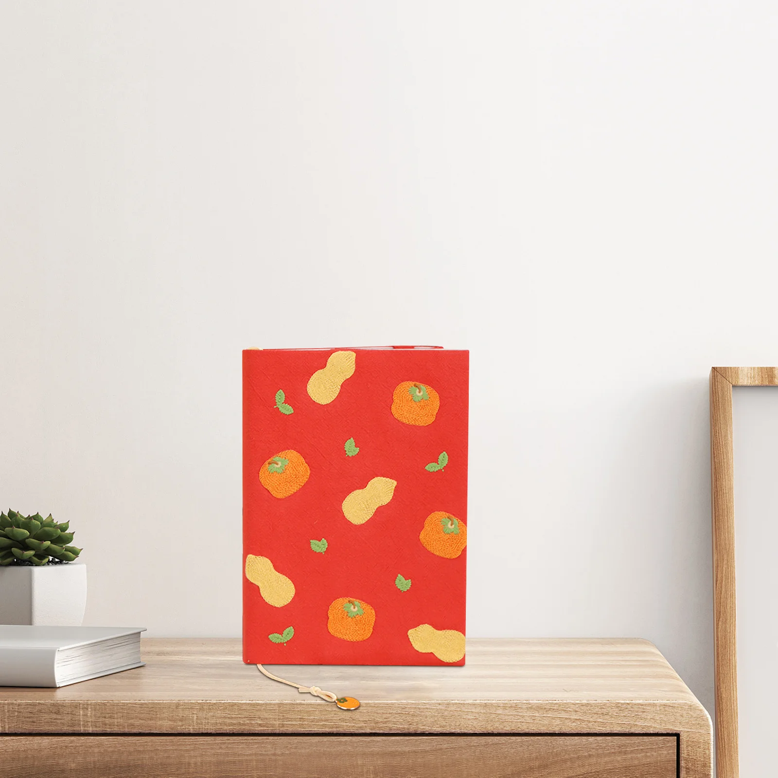 A5 Book Sleeve Adjustable Orange Pendant Soft Cloth Notebook Cover Hardcover Journal Diary Book Protector Padded Cover