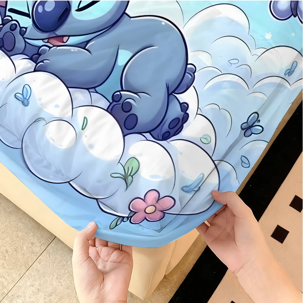 ملاءات مطاطية من ديزني ستيتش، ملاءات مزدوجة، ملاءات مخملية ناعمة ودافئة، أغطية مرتبة، واقيات ملاءات