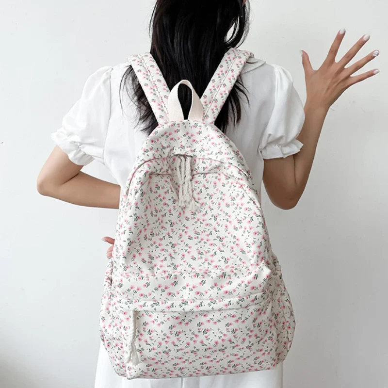 New Fashion Floral Backpack for Women Waterproof Nylon Backpack Large Capacity Student School Bag Bookbag Travel Bag