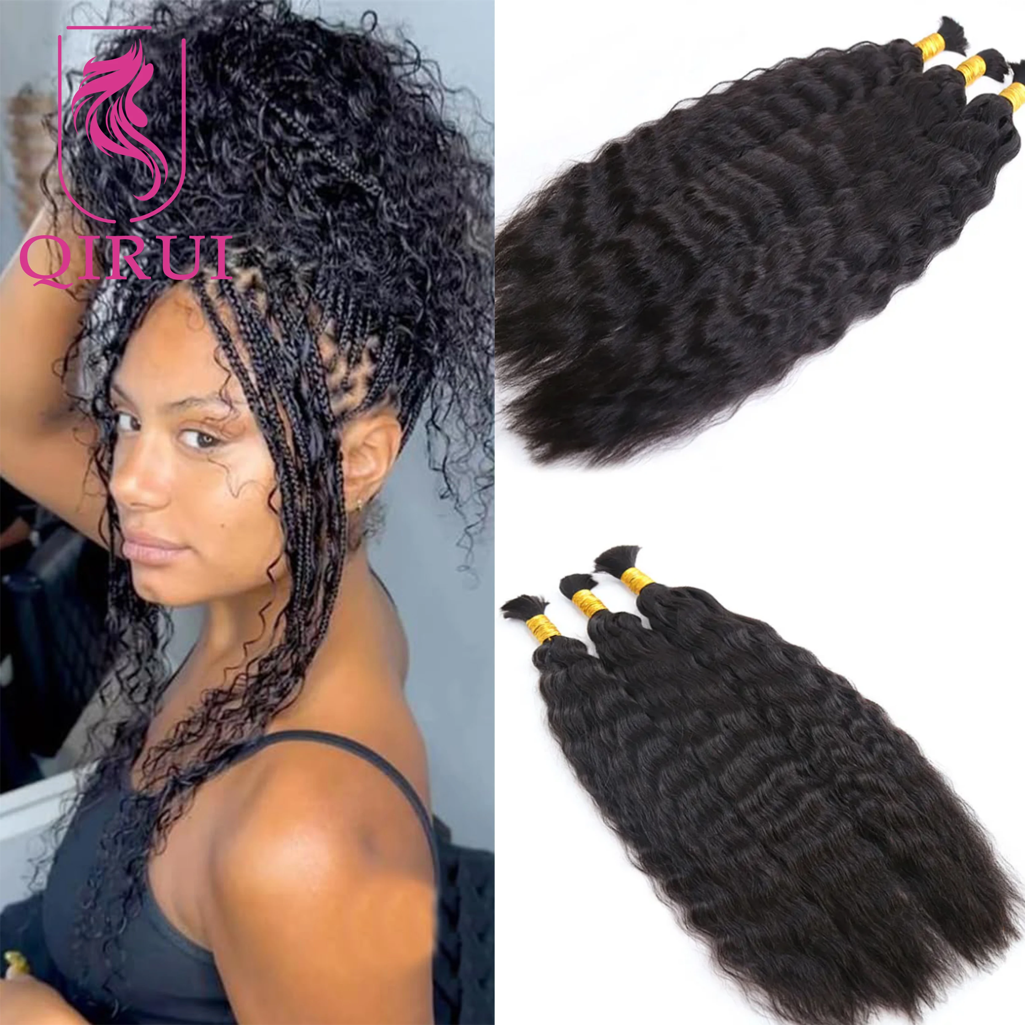 Wet And Wavy Bulk Human Hair For Braiding Color 27 30 Double Drawn Wholesale Burmese Boho Braids Bulk Human Hair Bundles No Weft