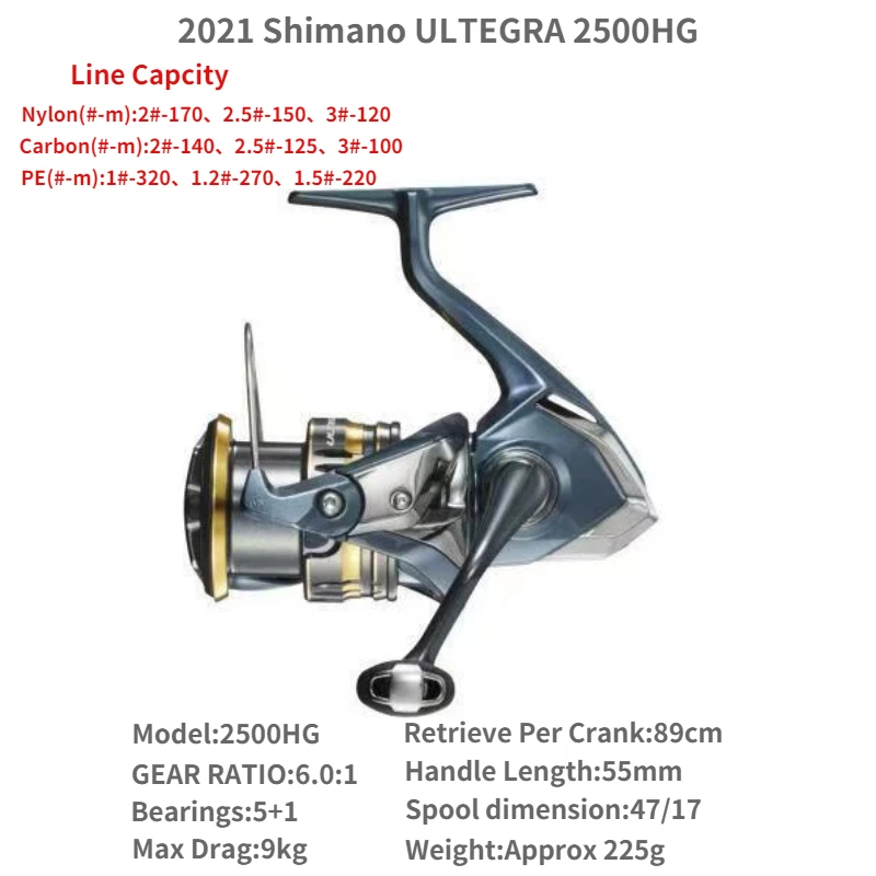 2021 NEW SHIMANO ULTEGRA 1000-5000 Fishing Spinning Reels G Free