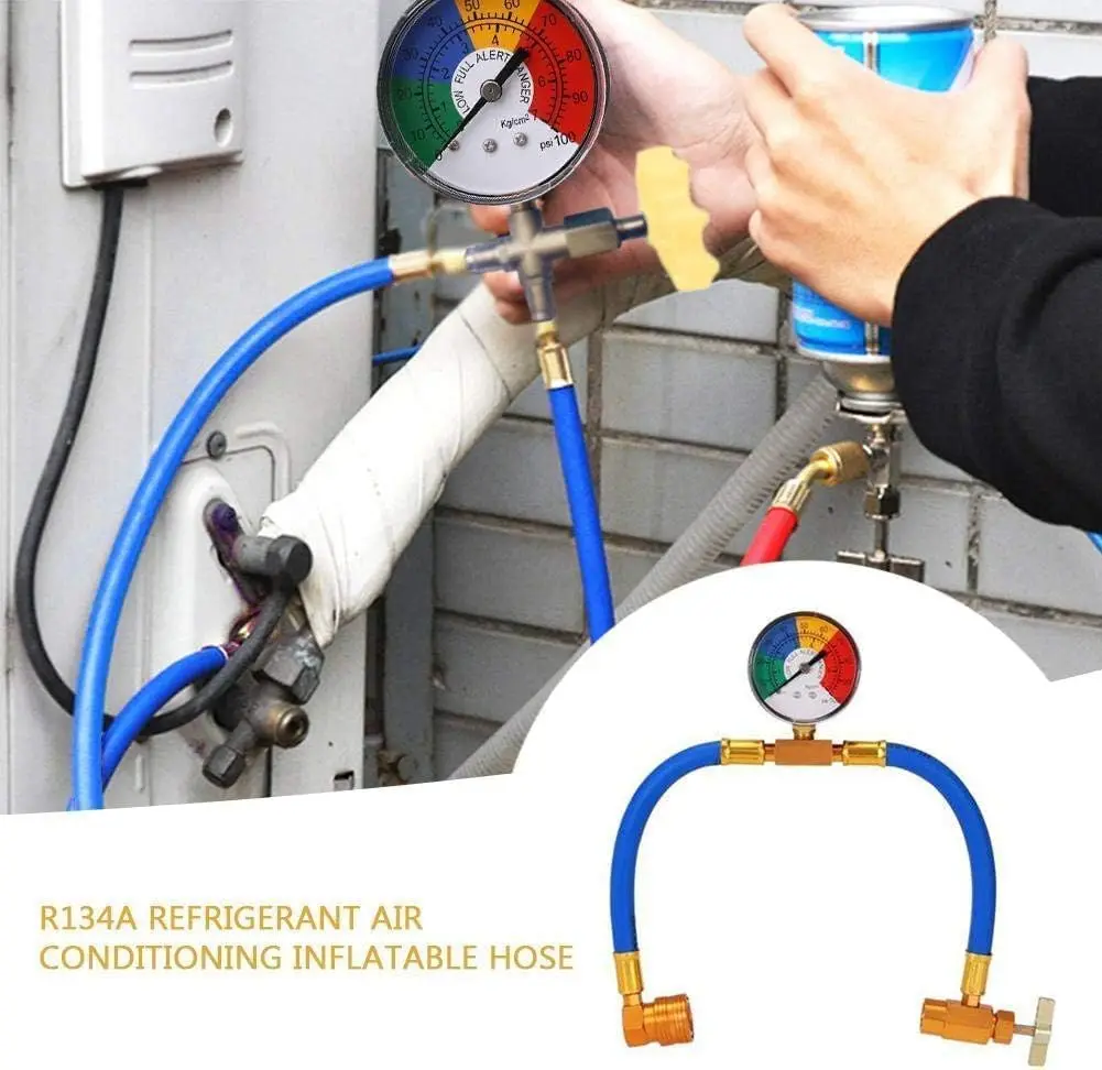 Recarga para Coche AC R134a con Kit Medidor Herramienta Carga Refrigerante Aire Acondicionado Automatique con Manguera CargaFreón