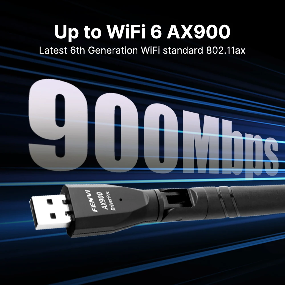 ثنائي النطاق 2.4G/5 جيجا هرتز USB WiFi 6 محول AX900 دونغل USB2.0 شبكة لاسلكية استقبال الإشارات سائق مجاني لنظام التشغيل Windows 10/11