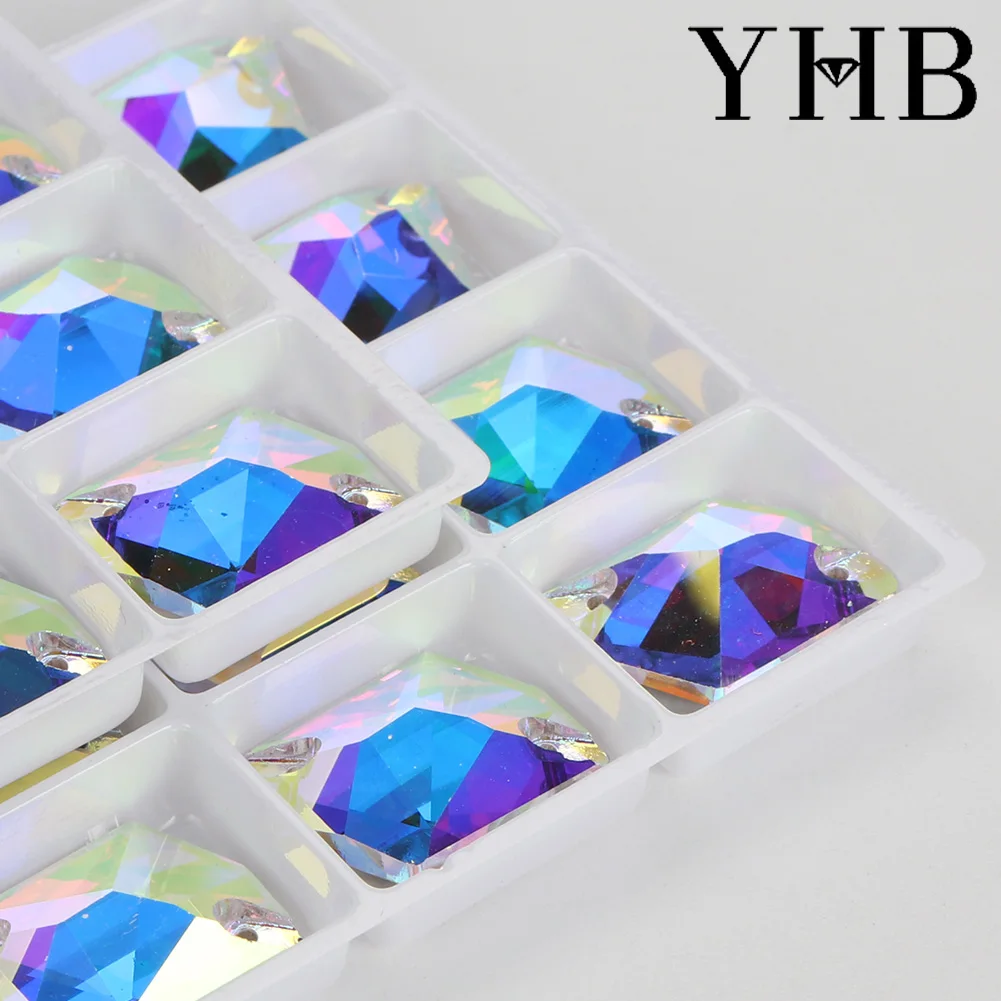 YHB-Cosmic Vidro Cristal AB Luar Costura Pedras, Flatback Costurar em Strass, Vestuário Roupas e Sacos, Qualidade Superior