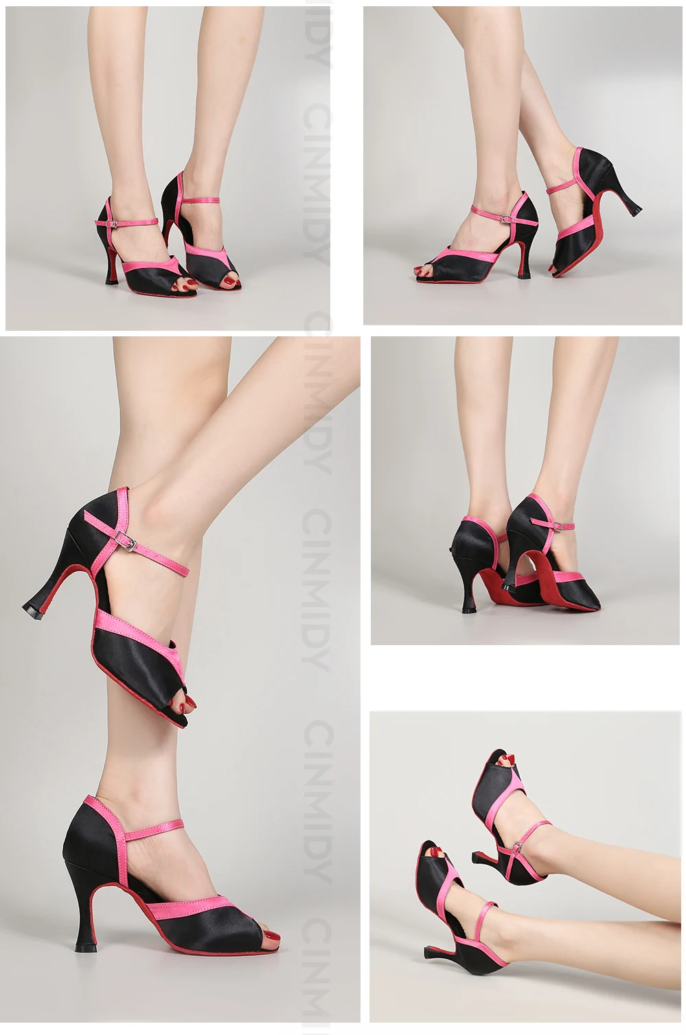 CINMIDY Seiden-Satin Tanzschuhe Damen Ballsaal Tanzschuhe Tango Salsa Latein Tanzschuh Weiche Sohle Party Schuhe Damen Tanzsandalen – Detail 10