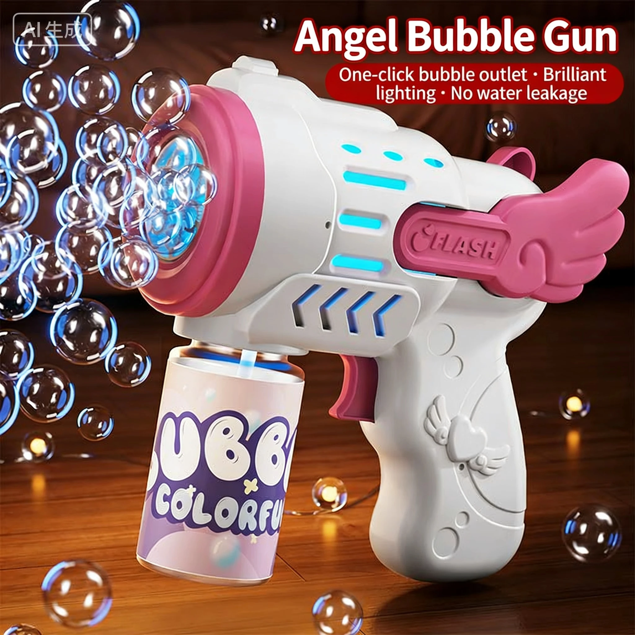 Vollautomatische Seifenblasenpistole Raketen-Seifenblasenmaschine Automatischer Blasenmacher mit Seifenblasenflüssigkeit Spielzeug für Kinder Strand Outdoor Seifenblasengeschenke – Detail 6