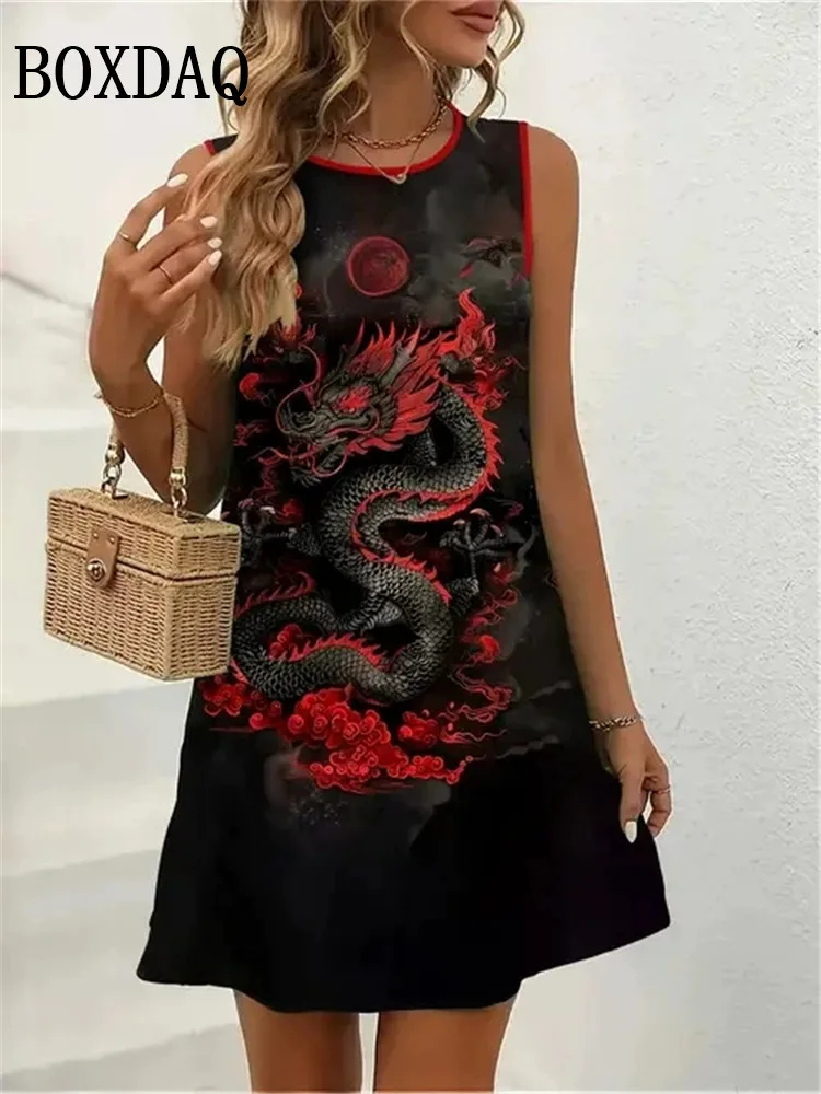 코코넛 나무 3D 인쇄 하와이 휴가 해변 드레스 여름 탱크 여성 캐주얼 패션 민소매 루즈 드레스 여성 의류