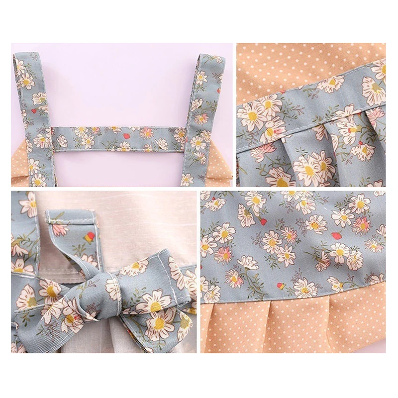 Cotton Canvas Floral For Women'S Kitchen Oilproof Apron With Pockets And Adjustable Waist Belt Waterproof Sleeveless Bib Apron