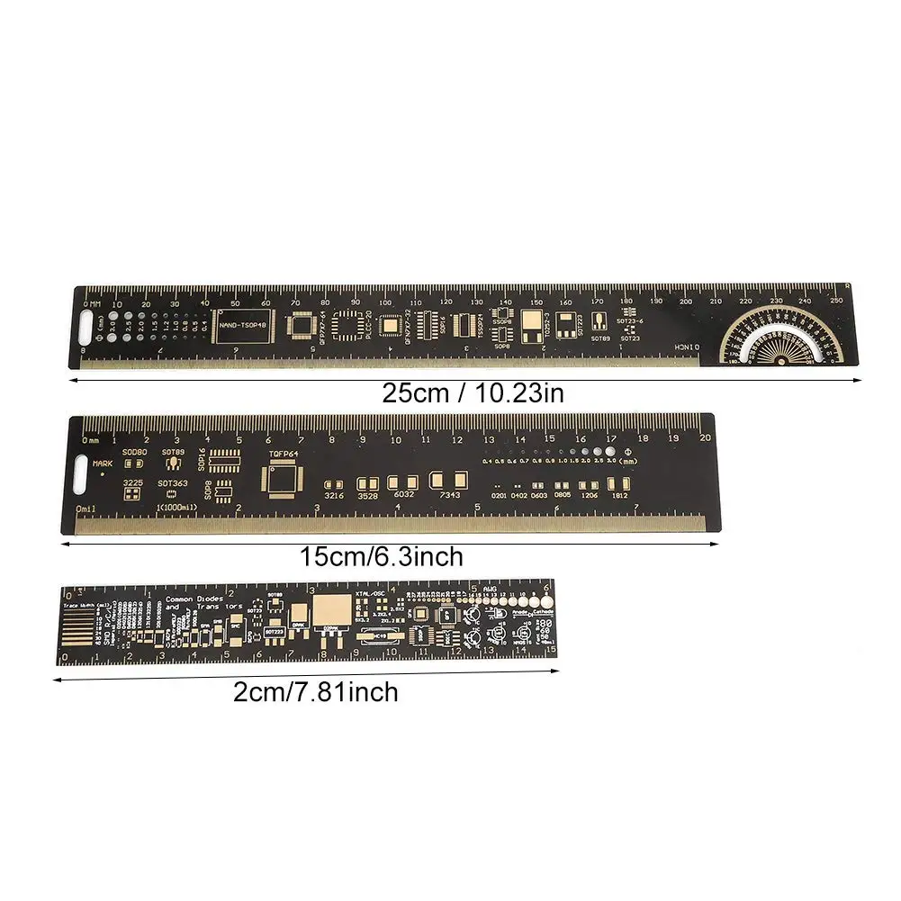 3PCS Printed Circuit Board Engineering Ruler, 15/20/25CM PCB Printed Circuit Board Ruler Multifunctional Ruler, Circboard Protot