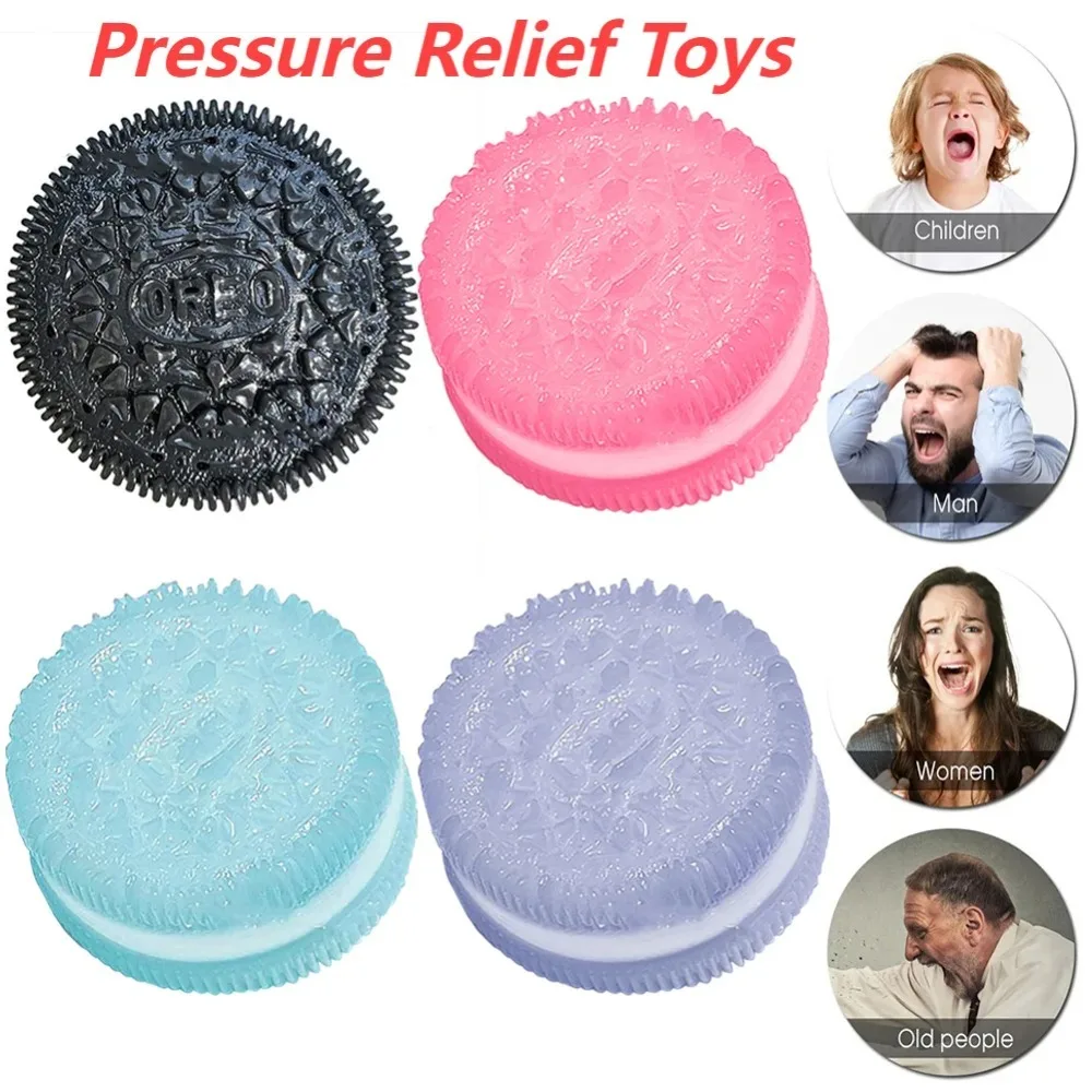 Soft Oreo Silicone Stress Pressure Relief Squishy Toys Mochi Taba Squishy Simulated Cookies Fidget Toy Biscuit Pinching Toys