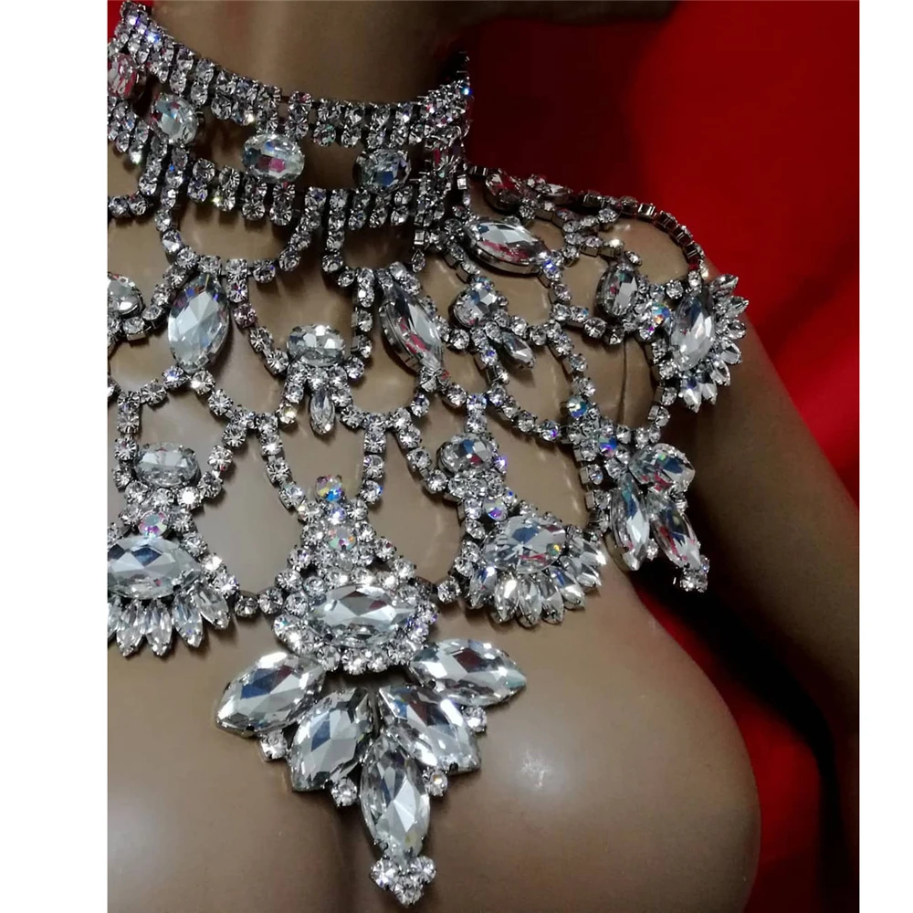 Luxury Noble Crystal Water Drops Bridal Jewelry Sets Rhinestone Necklace Earrings Set for Bride African Jewelry Accessories