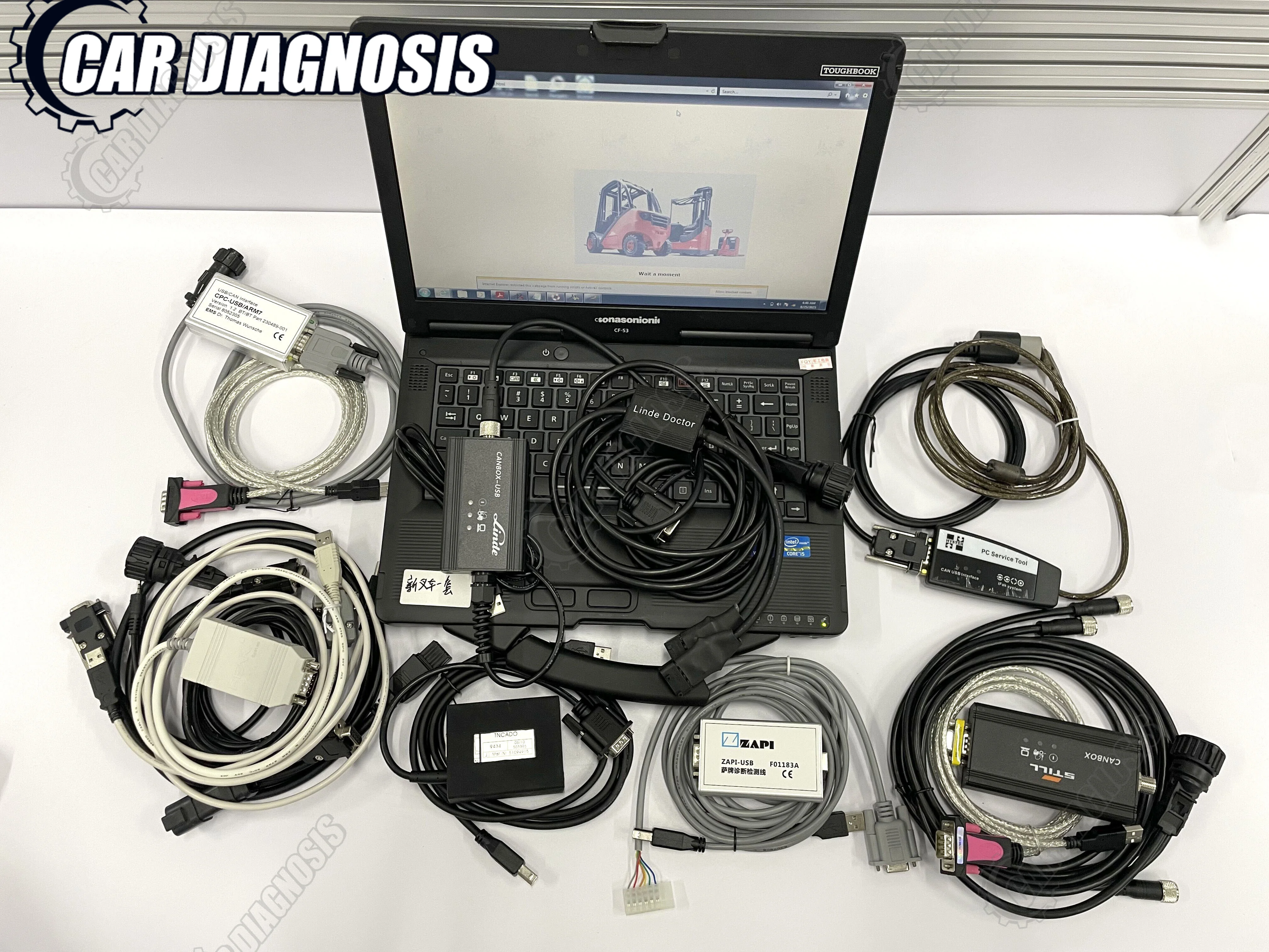 Forklift for Linde canbox doctor Judit box Incado Zapi Still canbox toyota BT hyster crown Diagnosis Scanner Tool+CF53 Laptop