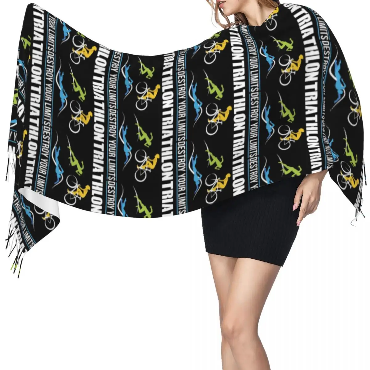 

Шарф для триатлона, плавания и езды на велосипеде, шарфы с кисточками для женщин, мягкие теплые шали и накидки, большая осенне-зимняя шаль