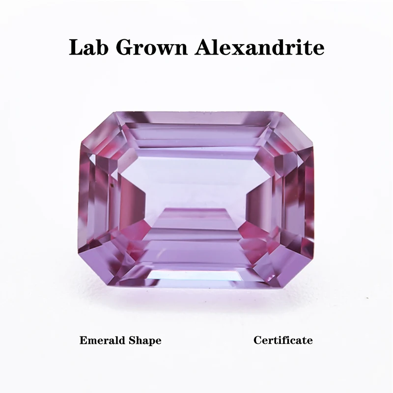 Lab Grown  Alexandrite  Emerald Shape Change Color Stone Extremely Shiny Quality Charms for DIY Jewelry Making Certificate