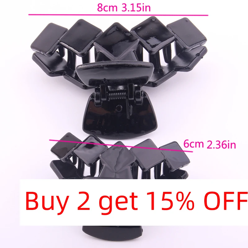 Hair Calw Clamps Small Hair Clip Black Plastic Precious Stone Shape Catching Hairpin Ponytail Holder Casual Crab for Hair Access