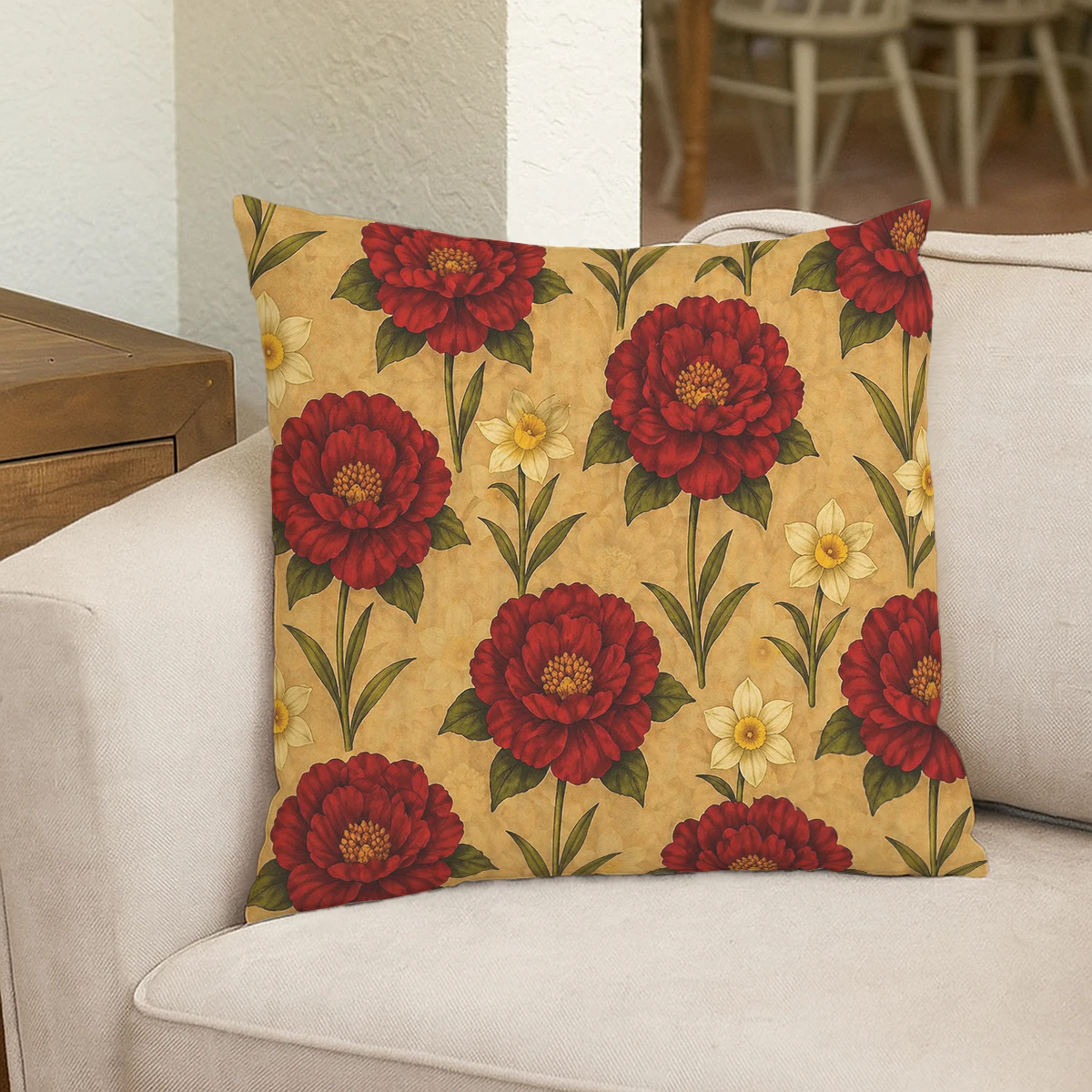 Vintage Wood Grain Gradient Print Polyester Pillow Cover - Stylish Decorative Cushion Case for Home Sofa Bedroom Decor