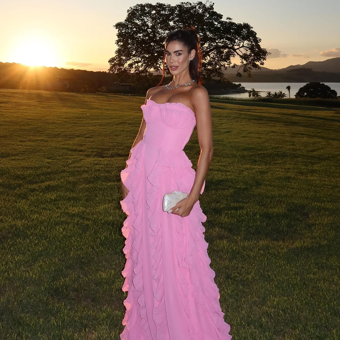 فساتين الحفلات المسائية الكشكشة الوردية الجميلة تخصيص الحبيب لطيف المرأة حفلة موسيقية فستان ماكسي سيدة فستان عيد ميلاد الحدث حفل العباءات