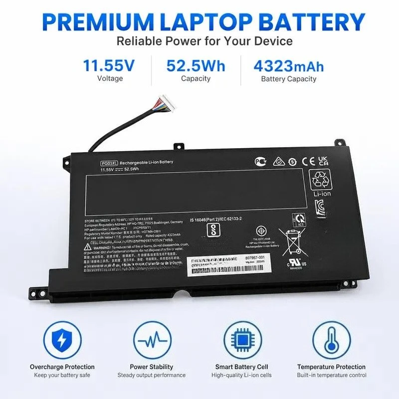PG03XL for HP Light and Shadow Wizard 5 6 Max TPN C141 Q229 Q241 Laptop Battery Replacement