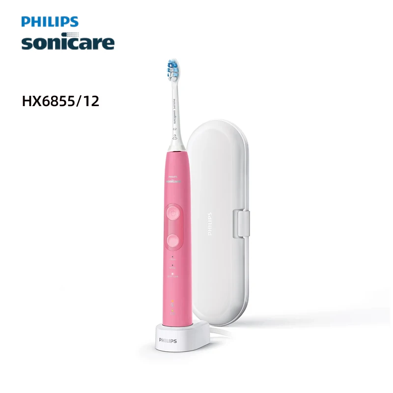 

PHILIPS Sonicare HX6855/12 Электрическая зубная щетка с датчиком давления для взрослых Звуковая вибрация Перезаряжаемая зубная щетка с дорожной коробкой