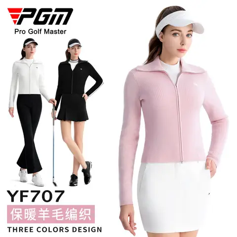 PGM 골프 의류 여성 스웨터 재킷 따뜻한 가을, 겨울 스포츠 탑 라펠 얇은 여성 의류 제조 업체