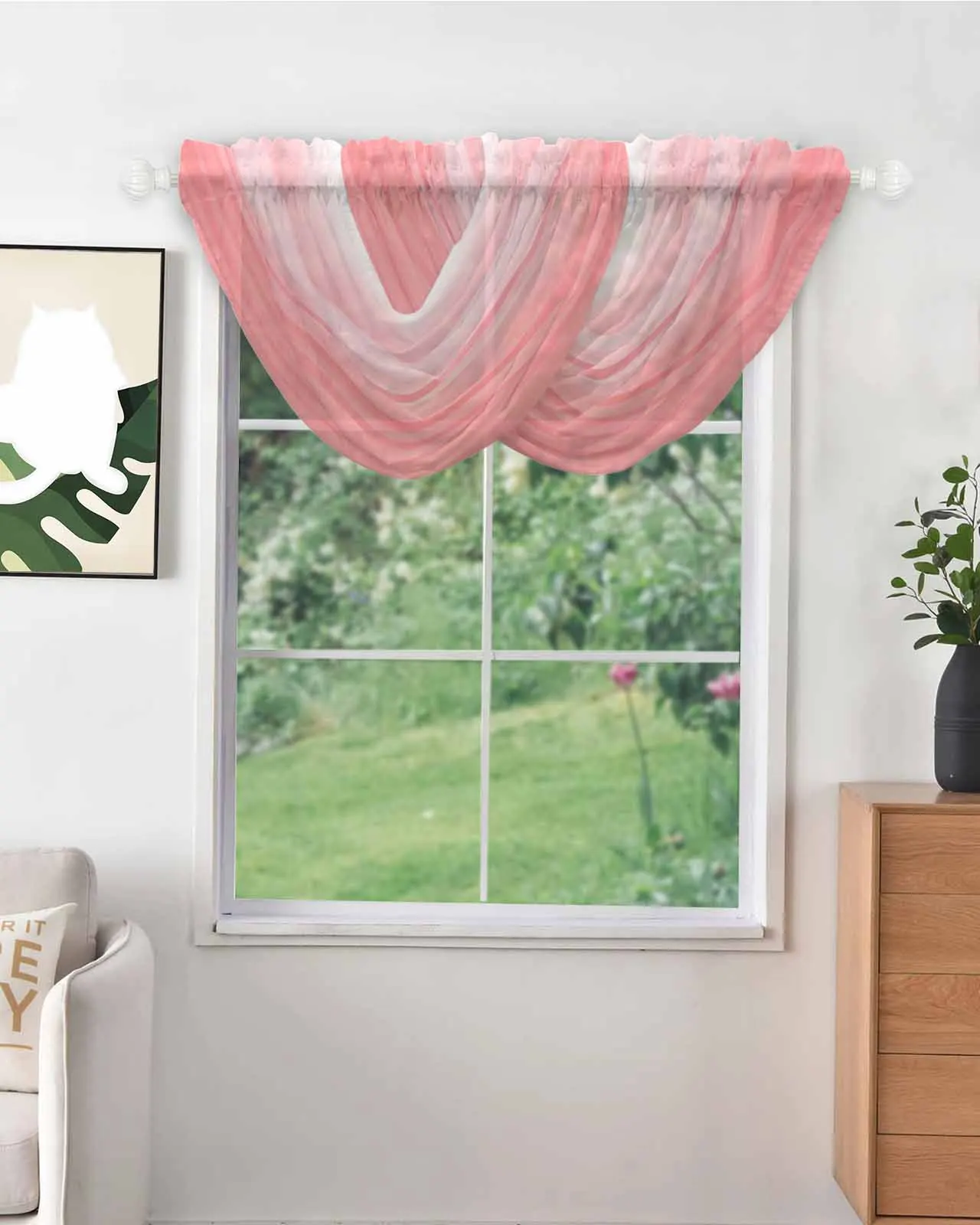 Gradient Water Ripple Pink Irregular Pattern Tulle Curtains for Living Room Bedroom Sheer Curtain Kitchen Voile Drapes