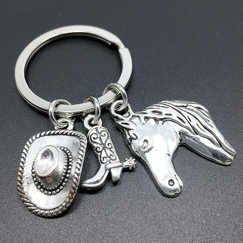 American West Cowboy Keychain Texas Ranch Master Handmade DIY KeyRing Accessories Jewelry Bag Pendant Family Gift