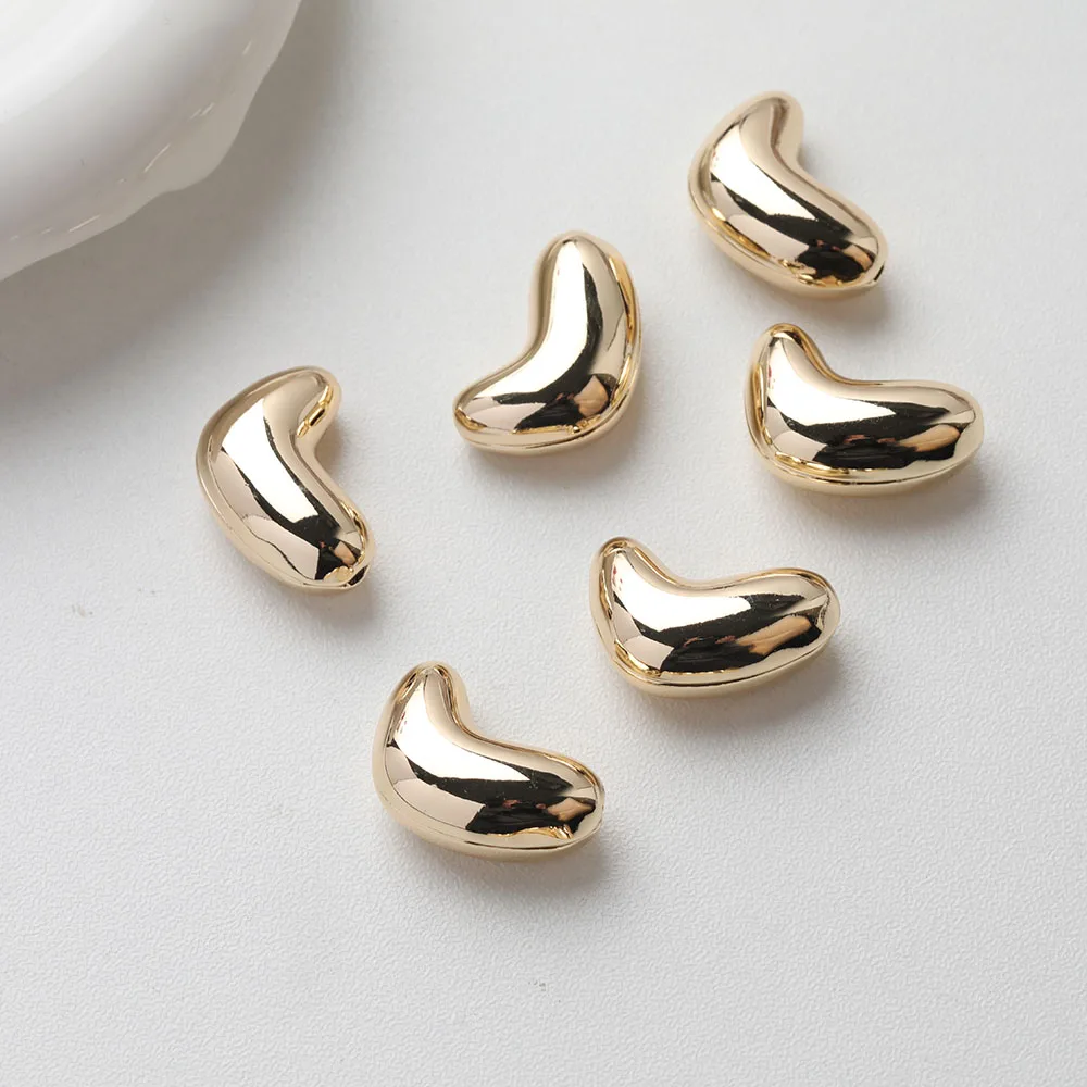 2PCS Dainty Heart Space Beads Jewelry Making Bracelet Necklace Supplies Pendant DIY Brass 14k Gold Plated Accessories