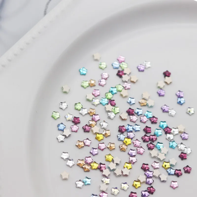 100Pcs Mix Colors Glass Star Nail Art Rhinestones 4/6mm Flatback Mini Gems Stones For DIY Nail Art Strass Accessories Manicure