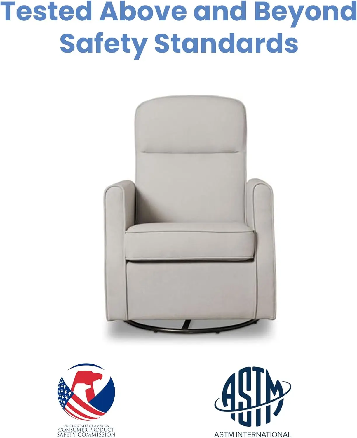 Slim Swivel Rocker Chair em Taupe, Nursery Glider