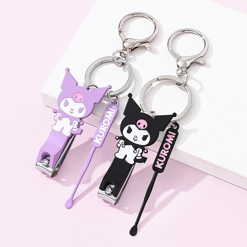 Sanrio Cinnamoroll Cute Nail Clipper for Students Arc Mouth Design Portable Nail Scissors Alloy Keychain Ear Spoon Nail Clipper