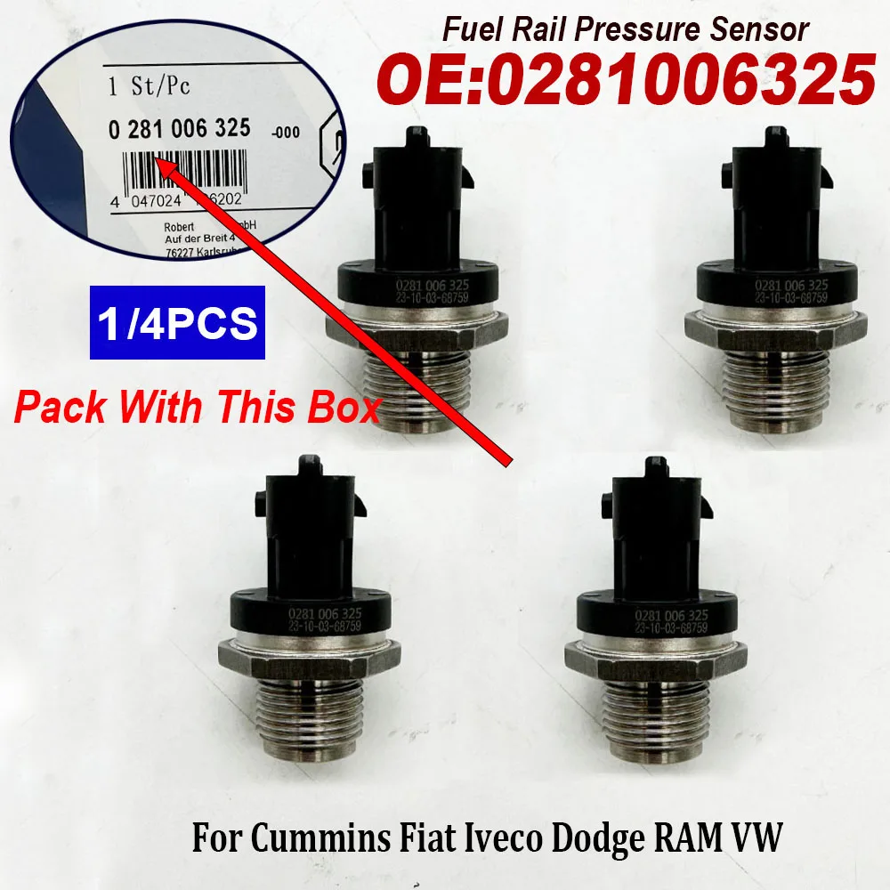 High Quality 1/4PCS 0281006325 Fuel Rail Pressure Sensor 0281006327 0281002851 281006325 For VW Constellation Volksbus Worker