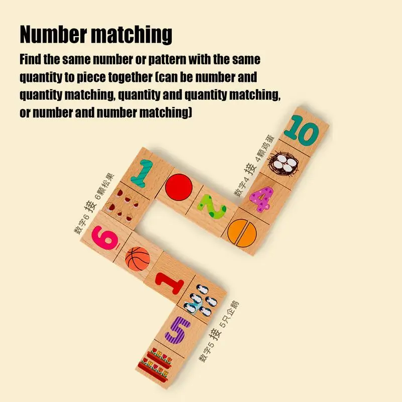 Wooden Puzzles Toddler Toy Preschool Educational Matching Domino Classic Number Learning Toys Jigsaw Game For Ages 3 Toddler