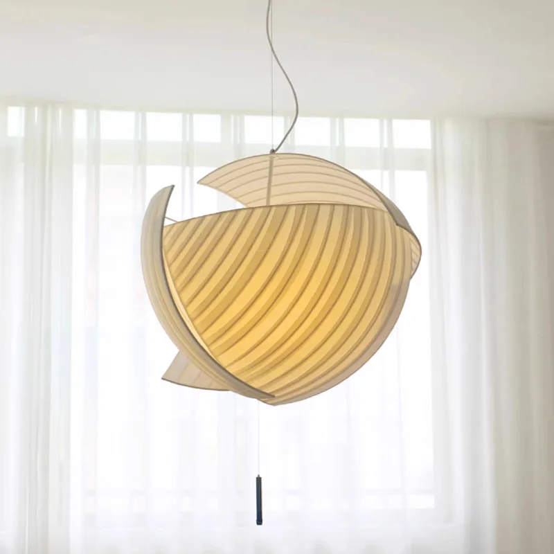 

Японская люстра в стиле Ваби-Саби: подвесной светильник с тканевым абажуром в форме цветка, светодиодная люстра для столовой, спальни, бара, ресторана