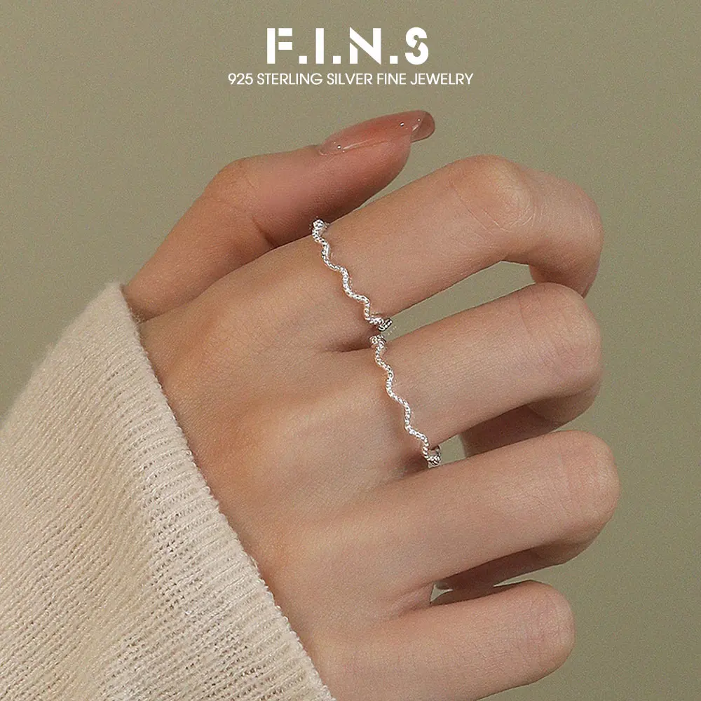 

Винтажное кольцо F.I.N.S из стерлингового серебра 925 пробы с неровными линиями для женщин, регулируемое открытое кольцо на костяшку пальца, штабелируемое, из тайского серебра, простое кольцо-ободок