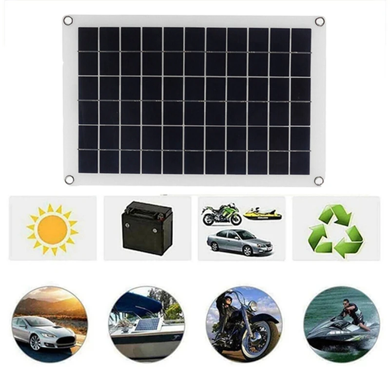 20W Solar Panel Kit 12V Charge Battery With Controller Solar Phone Charger Plate For RV Car Yacht Caravan Outdoor