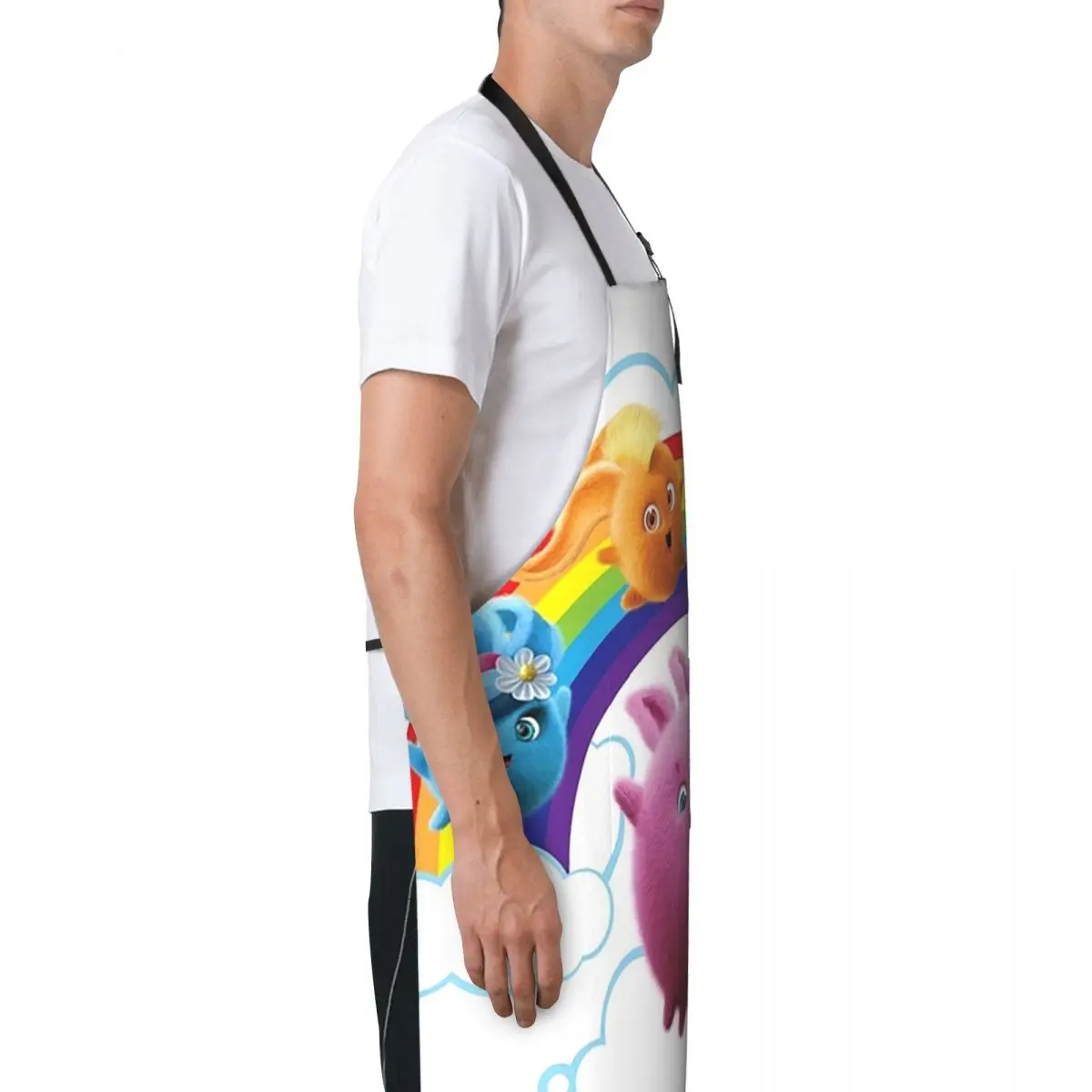 أرانب صني - مآزر أرانب قوس قزح للطهاة والطبخ والخبز، مريلة بدون أكمام لتنظيف المطبخ للنساء والرجال