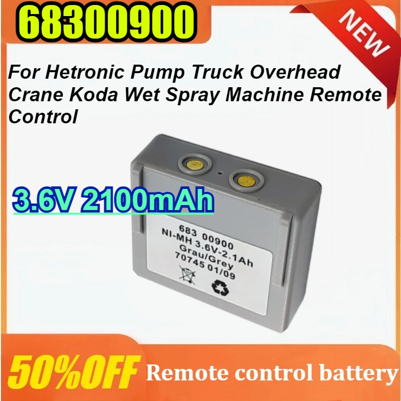 

For Hetronic 68300900 3.6V 1.2Ah Battery Pump Truck Overhead Crane Koda Wet Spray Machine Remote Control Ni-MH Battery