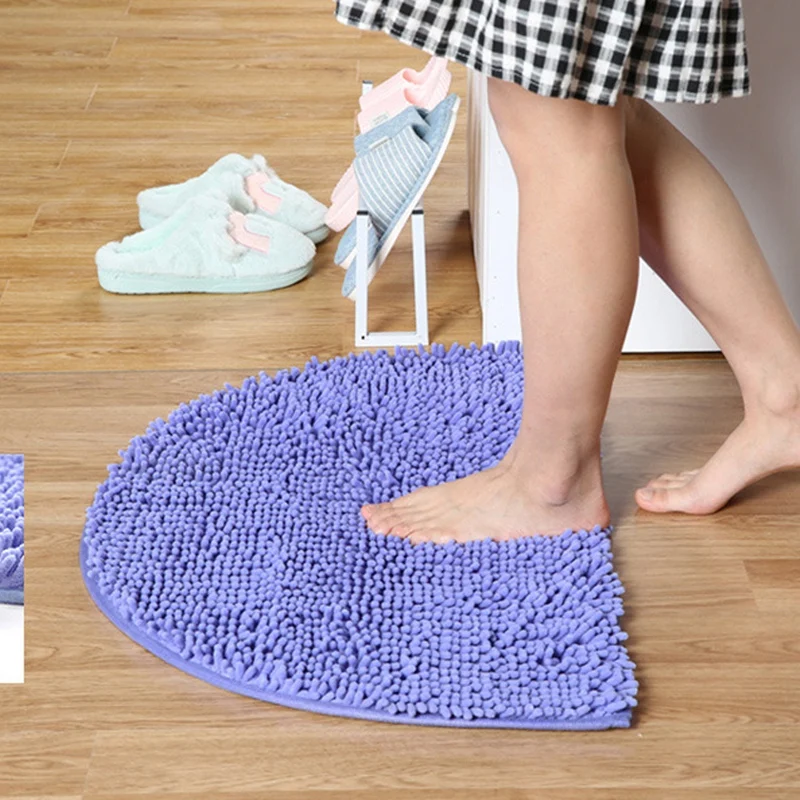 50X80cm Soft Carpet Slip-Resistant Bathing Room Rug Floor Door Mat Dirt Barrier Semi Circle Floor Door Cushion Mat Rug