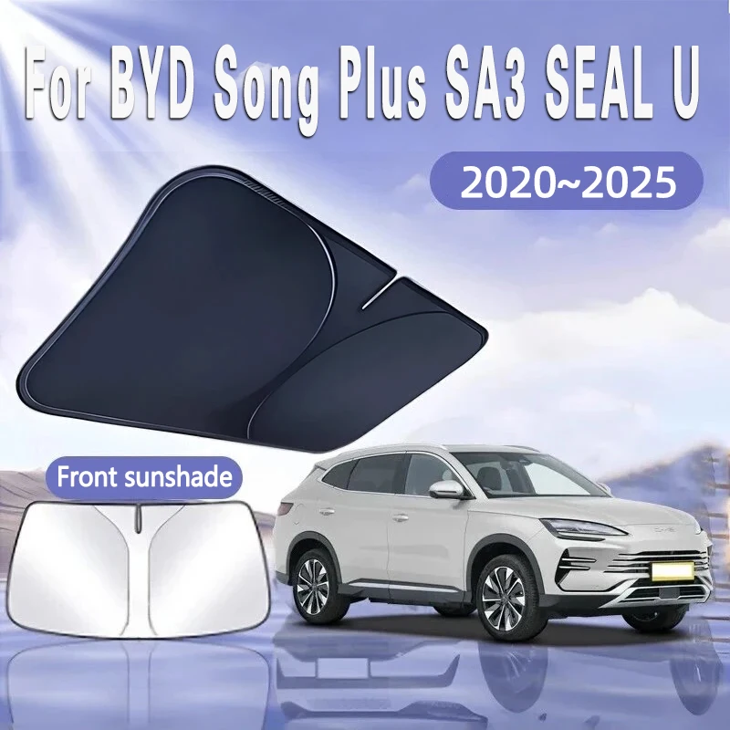 

For BYD Song Plus 2020~2025 SA3 Car Sun Visor Front Windshield Sunshade Heat Insulation Summer Cooling Auto Accessories Foldable