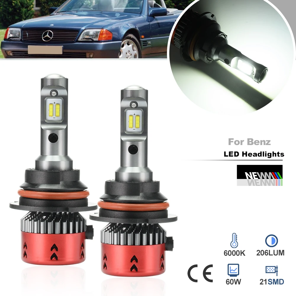 For Benz SL-Class R129 SL320 1994-1997 SL500 SL600 1994-2002 Front 9004 HB1 Led Hi/Lo Headlight Conversion Kit 6500K Canbus Bulb