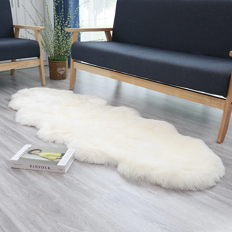 Soft Irregular Rugs for Bedroom Plush Floor Foot Mats Faux Fur Wool Carpets Living Room Lounge Fluffy Bedside Rug Sofa Cushion