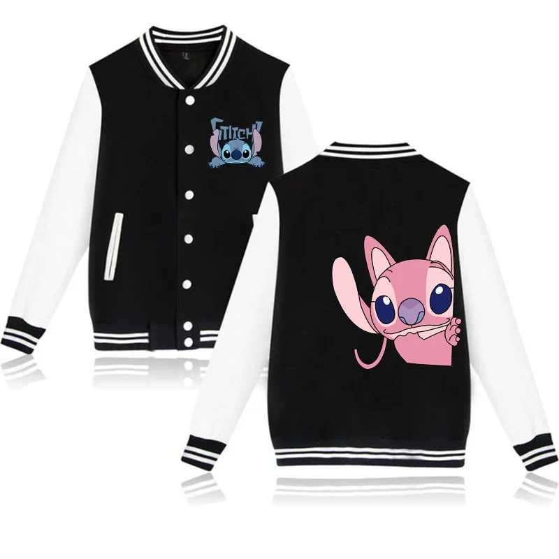 2024 Disney Stitch Hoodie Baseball Jacket Men Women Sweatshirt Kids Boys Girls Harajuku Jackets Streetwear College Coats Y2k