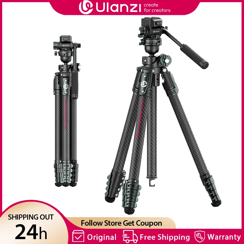 

Ulanzi JJ06 1.87M GlideGo Video Professional Camera Tripod with 360° Pan Panoramic Ball Head Dual-Section Center Column Load 5KG