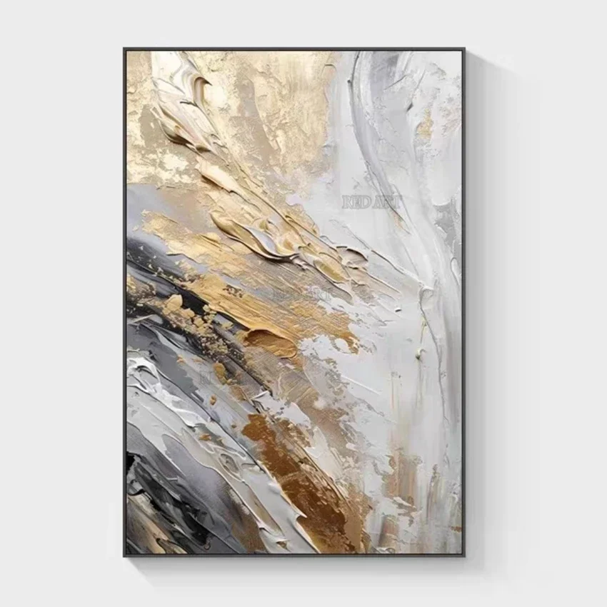 Large Size Contemporary Abstract Picture Golden Foil Canvas Paintings On Canvas Bedroom Home Decoration Unframed view 6
