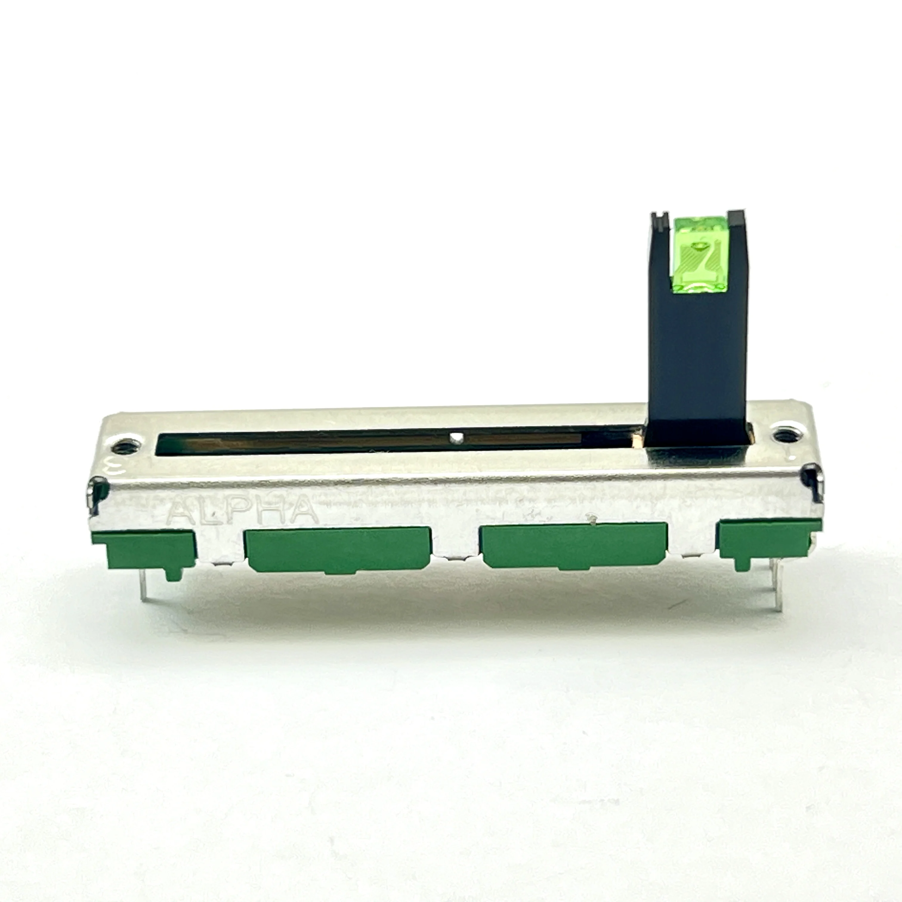 1 piece ALPHA single 45mm direct sliding potentiometer B10K with green LDE light strip center positioning axis length 15mm