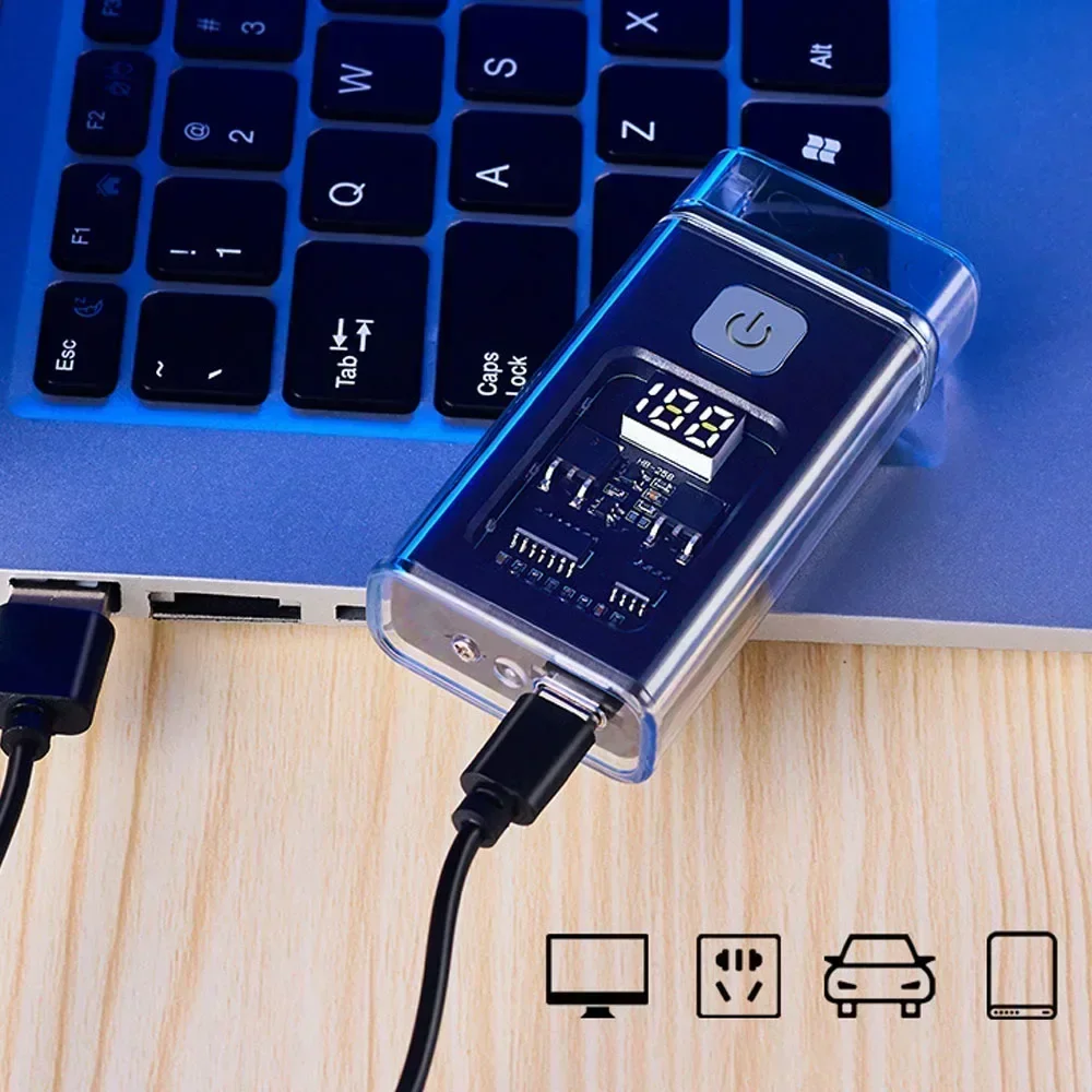 Elegante USB Recarregável Isqueiro Elétrico, Windproof, Isqueiros Dual Arc para Homens, Legal, Plasma, Ao ar livre, Camping Gadgets, Fire Starter