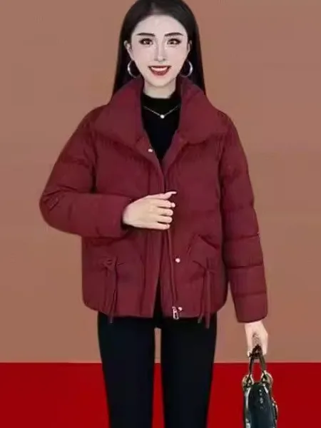 

Faionable ort Thiened Cotton Jaet Women's Loose Fit Stand Collar Warm Outerwear Winter 2025 Sli Coat for Younger ...